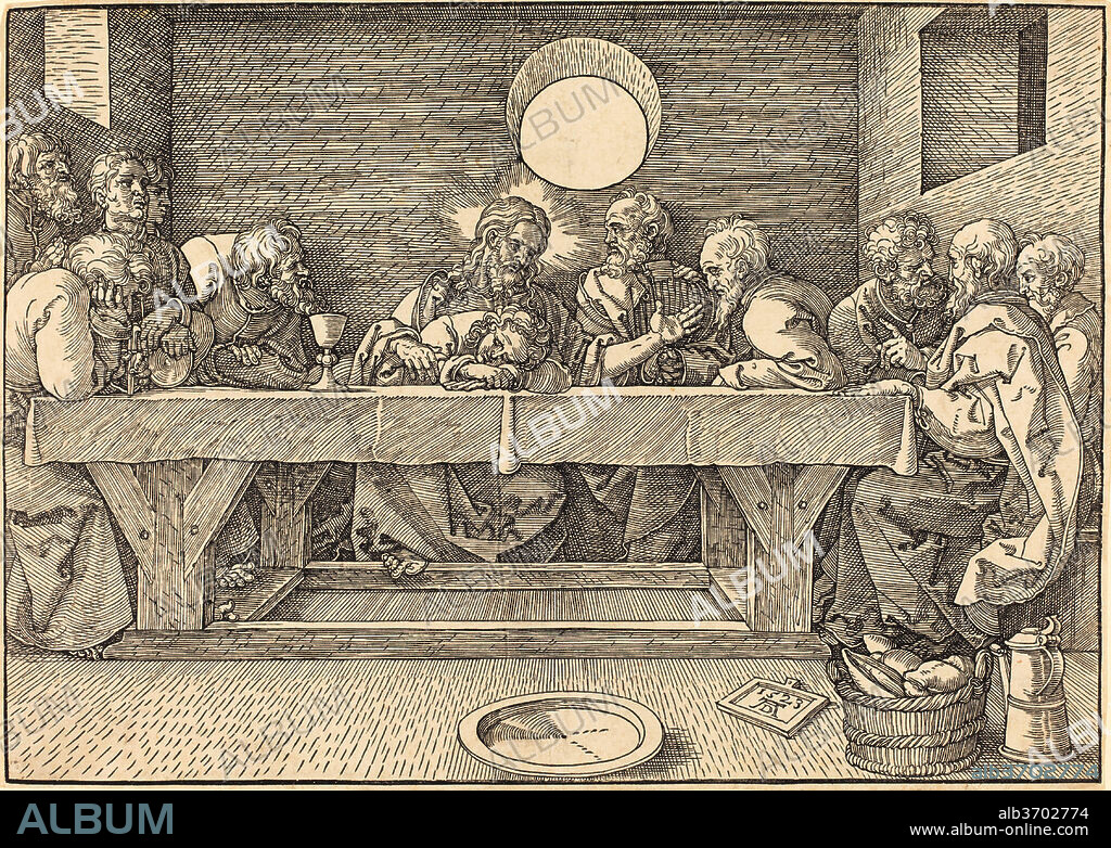 ALBRECHT DÜRER. The Last Supper. Dated: 1523. Dimensions: image: 21.3 x 30.3 cm (8 3/8 x 11 15/16 in.)  sheet: 23 x 31.7 cm (9 1/16 x 12 1/2 in.). Medium: woodcut.
