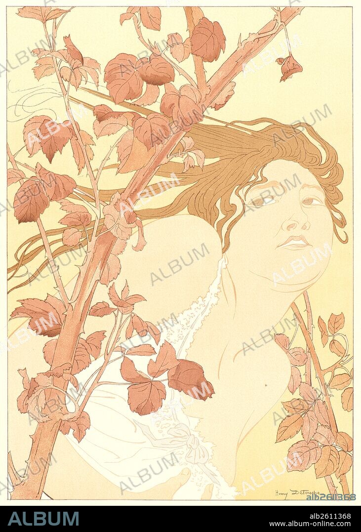 Henri Detouche (French, 1854 - 1913). In the Brambles (Dans les Ronces), ca. 1898. Color lithograph printed in five colors with additional color by stencil on wove paper. Sheet: 405 mm x 308 mm (15.94 in. x 12.13 in.).