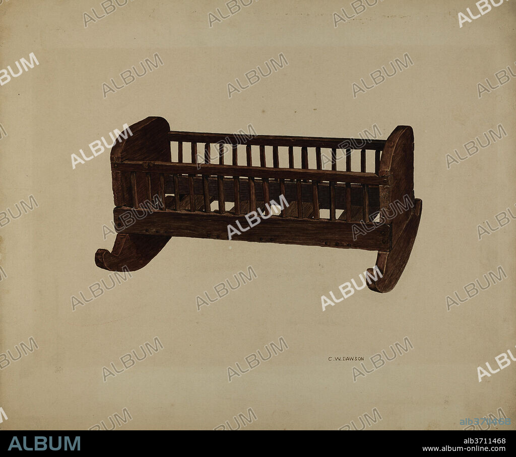 CLARENCE W. DAWSON. Doll Cradle. Dated: c. 1940. Dimensions: overall: 38.4 x 45.7 cm (15 1/8 x 18 in.). Medium: watercolor and graphite on paperboard.