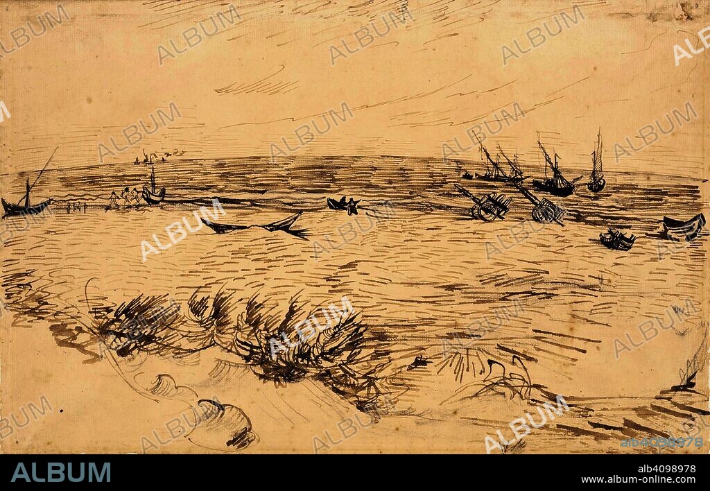 VINCENT VAN GOGH. Beach at Les Saintes-Maries-de-la-Mer. Date: May-June 1888, Arles. Dimensions: 31.0 cm x 47.5 cm.