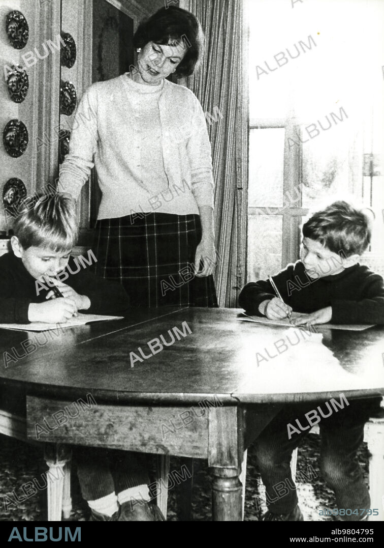 Maria pia di savoia with her children dimitri and michael, paris, 1960.