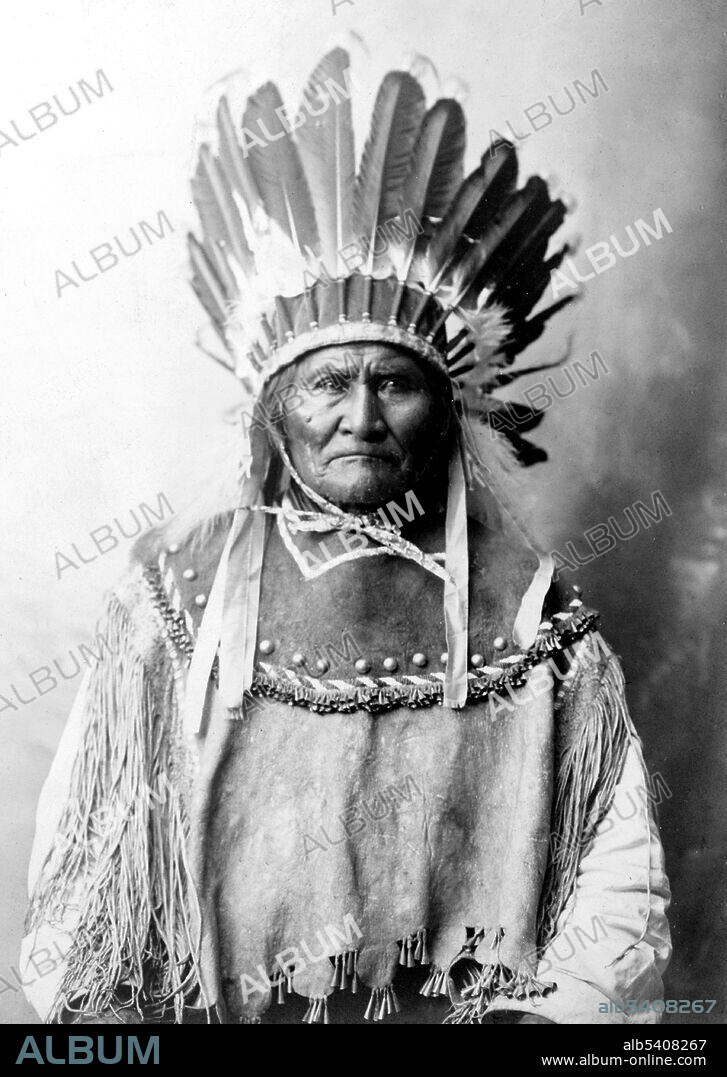 Geronimo (June 16, 1829 - February 17, 1909) was a leader and medicine man of the Chiricahua Apache who fought against Mexico and the US for their expansion into Apache tribal lands for several decades during the Apache Wars. During Geronimo's final period of conflict from 1876 to 1886 he surrendered three times and accepted life on the Apache reservations in Arizona.  Aaron B. Canady, 1907 (cropped and cleaned).