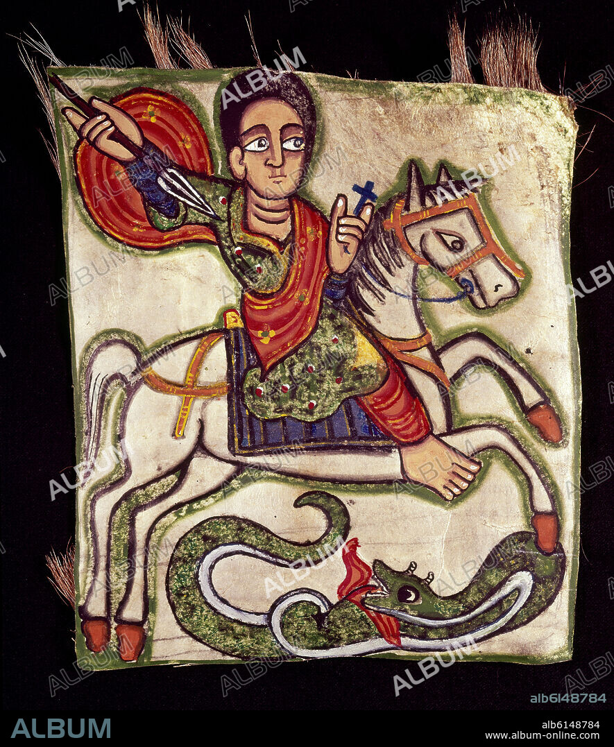 PINTURA COPTA SOBRE PIEL DE GACELA (ETIOPIA).