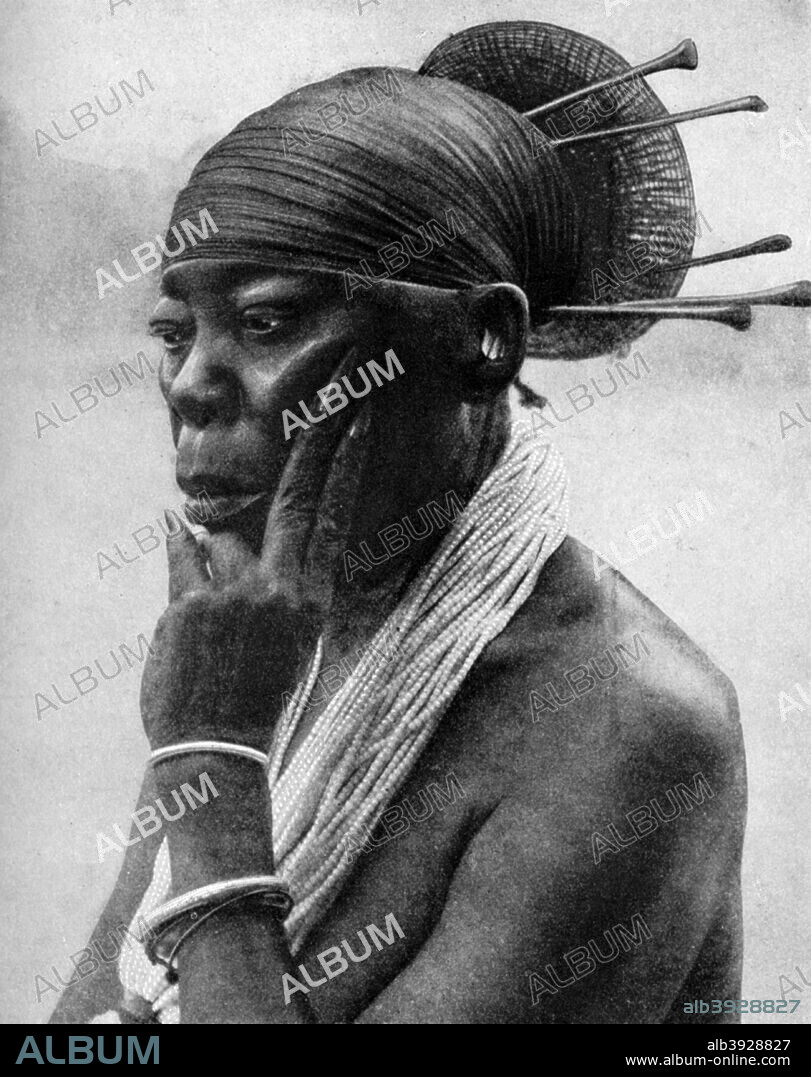 Queen Nenzima of the Mangbetu, Belgian Congo (Congo Republic), 1922. From Peoples of All Nations, Their Life Today and the Story of Their Past, volume I: Abyssinia to the British Empire, edited by JA Hammerton and published by the Educational Book Company (London, 1922).