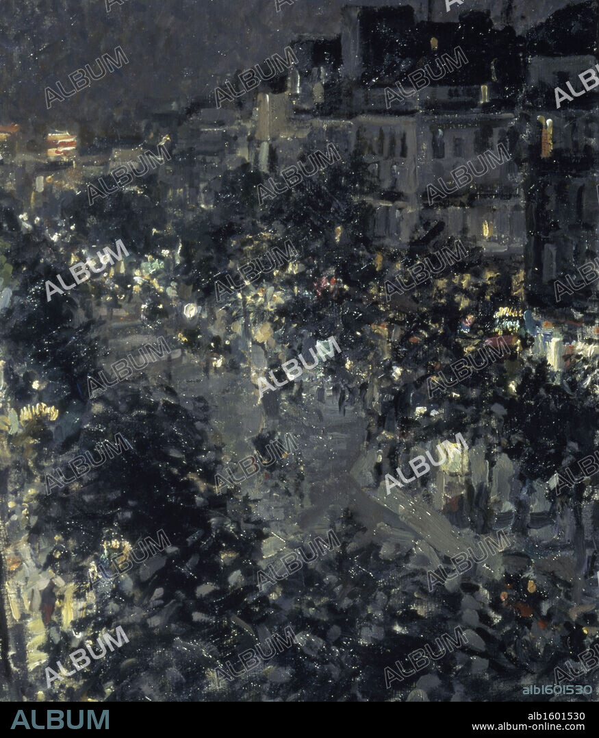 KONSTANTIN ALEKSEEVIC KOROVIN. France, Paris, Paris at Night, Boulevard des Italiens by Konstantin Korovin, oil on canvas, (1861-1939), Russia, Moscow, Tretyakov Gallery, 1908.