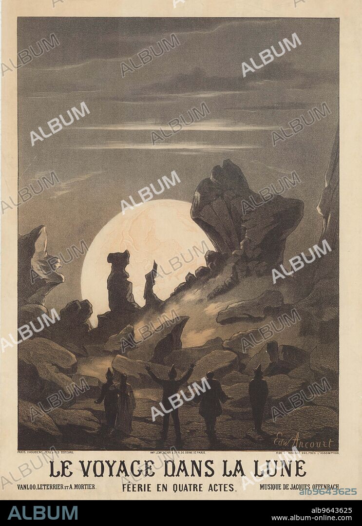 EDWARD ANCOURT. Poster for the opéra-féerie Le voyage dans la Lune (A Trip to the Moon) by Jacques Offenbach.