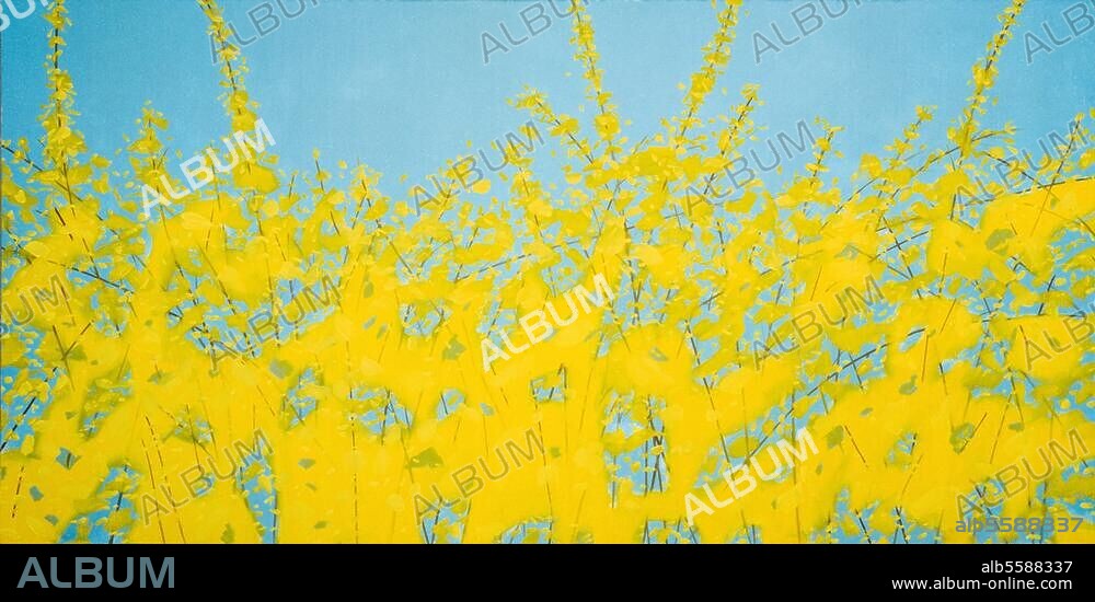 ALEX KATZ. Katz, Alex geb. 1927. "Forsythia", 1997. Öl auf Leinwand, 245 × 489 cm. Paris / Salzburg, Courtesy Galerie Thaddaeus Ropac.