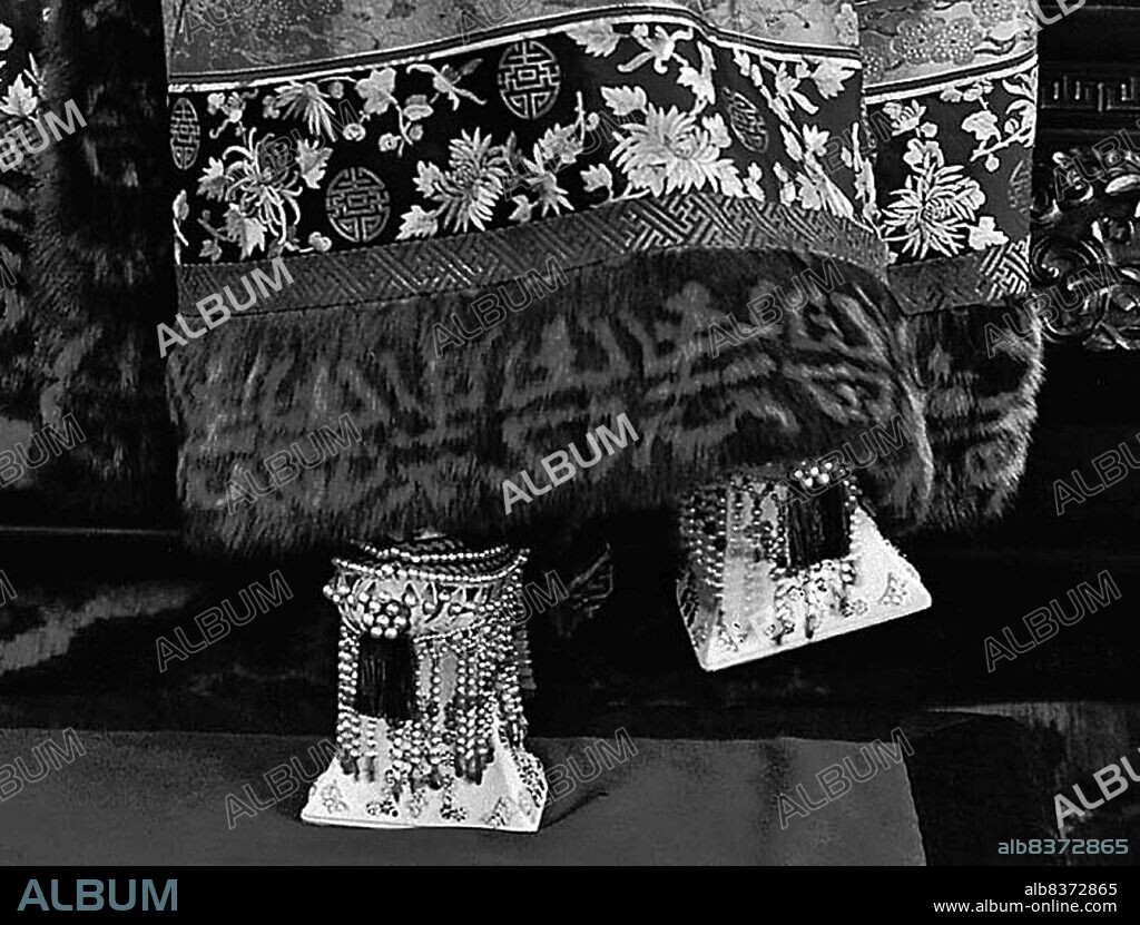 Foot binding (pinyin: chanzu, literally 'bound feet') was a custom practiced on young girls and women for approximately one thousand years in China, beginning in the 10th century and ending in the first half of 20th century. There is little evidence for the custom prior to the court of the Southern Tang dynasty in Nanjing, which celebrated the fame of its dancing girls, renowned for their tiny feet and beautiful bow shoes.<br/><br/>. What is clear is that foot binding was first practised among the elite and only in the wealthiest parts of China, which suggests that binding the feet of well-born girls represented their freedom from manual labor and, at the same time, the ability of their husbands to afford wives who did not need to work, who existed solely to serve their men and direct household servants while performing no labor themselves. Bound feet were considered intensely erotic in traditional Chinese culture. Qing Dynasty sex manuals listed 48 different ways of playing with women's bound feet.<br/><br/>. Some men preferred never to see a woman's bound feet, so they were always concealed within tiny 'lotus shoes' and wrappings. Feng Xun is recorded as stating, 'If you remove the shoes and bindings, the aesthetic feeling will be destroyed forever' - an indication that men understood that the symbolic erotic fantasy of bound feet did not correspond to its unpleasant physical reality, which was therefore to be kept hidden. For men, the primary erotic effect was a function of the lotus gait, the tiny steps and swaying walk of a woman whose feet had been bound.