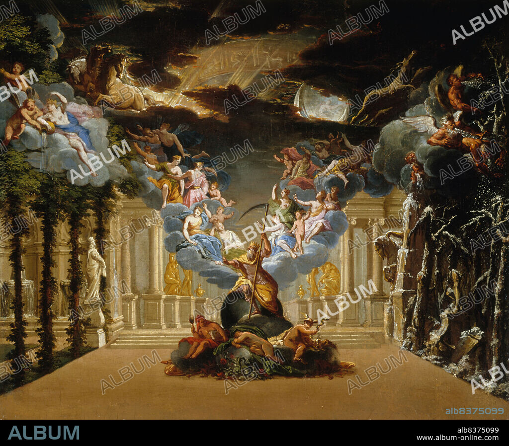 JACQUES VIGOUREUX DUPLESSIS. The Palais du Temps. Scenery for the prologue of "Atys", lyrical tragedy by Lully, c1708.