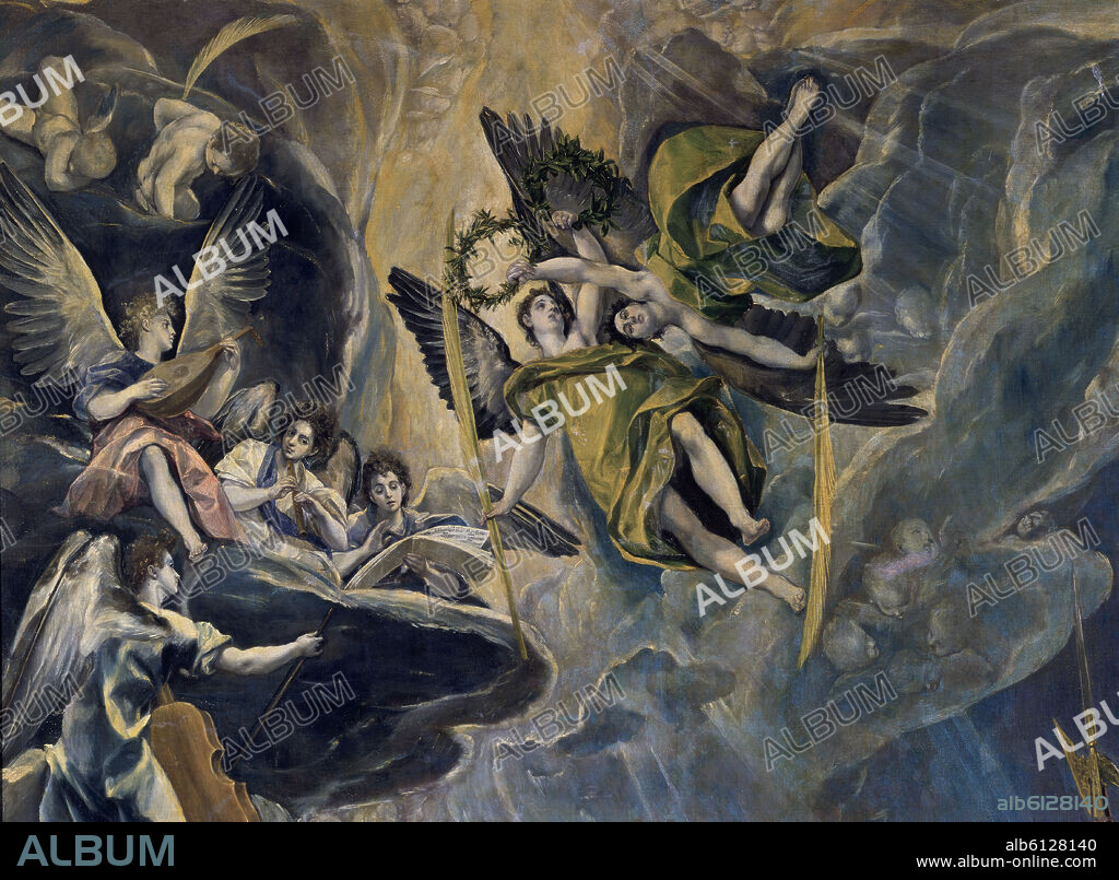 EL GRECO. MARTIRIO DE SAN MAURICIO - DETALLE DE LOS ANGELES MUSICOS - 1582/1582 - MANIERISMO ESPAÑOL - Conj nº 1271.