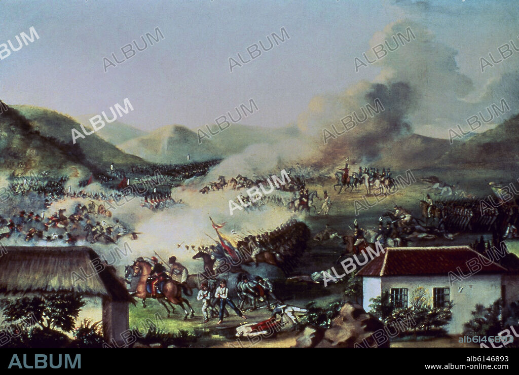 ESPINOSA JOSE. BATALLA DE BOYACA EL 7 DE AGOSTO DE 1819 DONDE SE CONSOLIDO LA INDEPENDENCIA DE NUEVA GRANADA LA ACTUAL COLOMBIA - SIGLO XIX.