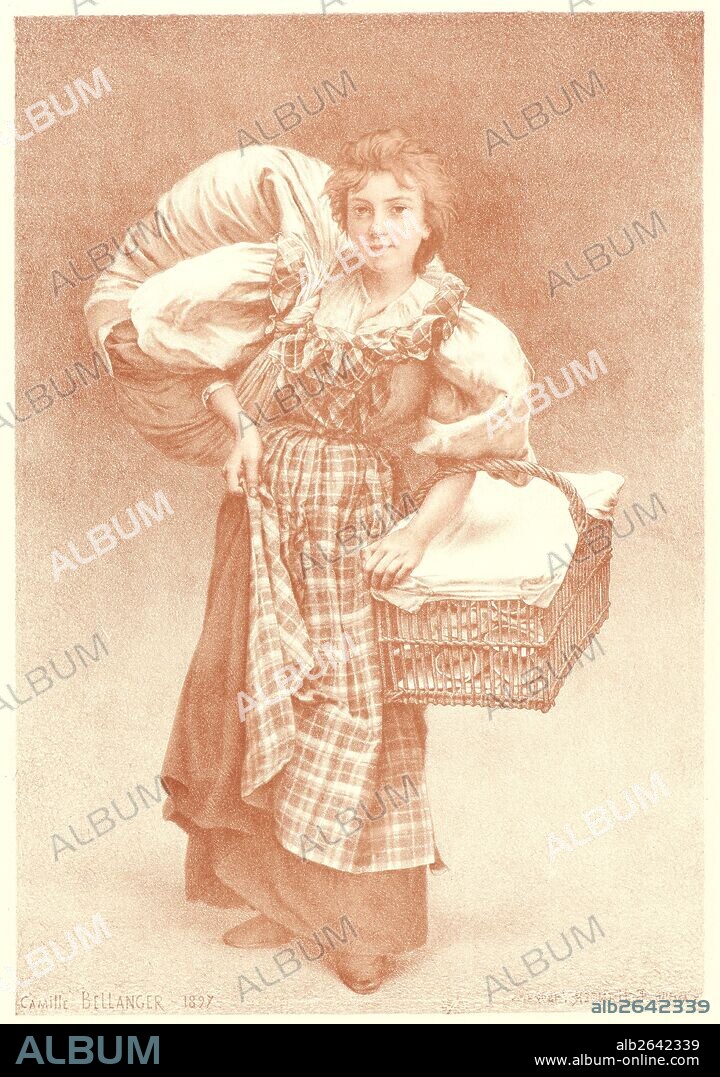 Camille Félix Bellanger (French, 1853 - 1923). The Laundress (La Blanchisseuse), 1897. Color lithograph on wove paper. Sheet: 405 mm x 308 mm (15.94 in. x 12.13 in.).