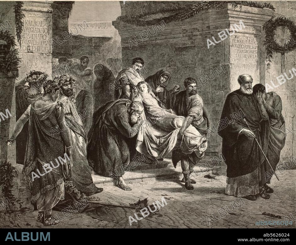 Religion:. Christentum / Christenverfolgungen. "Christliche Märtyrer". Stahlstich von Heinrich Nüsser (1821-1883) nach Gemälde von Albert Baur. (1835-1906). Berlin, Sammlung Archiv für Kunst und Geschichte.