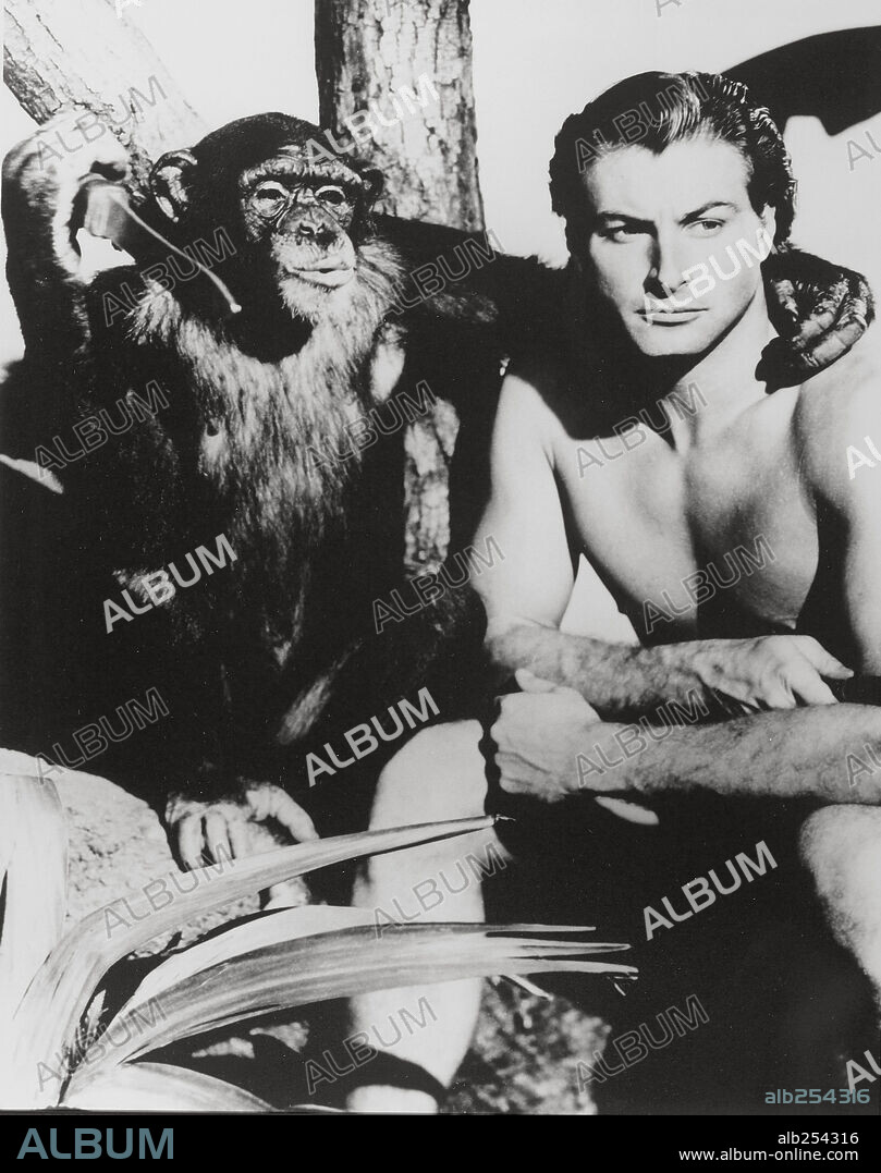 LEX BARKER en TARZÁN, FURIA SALVAJE, 1952 (TARZAN'S SAVAGE FURY), dirigida por CY ENDFIELD. Copyright RKO.