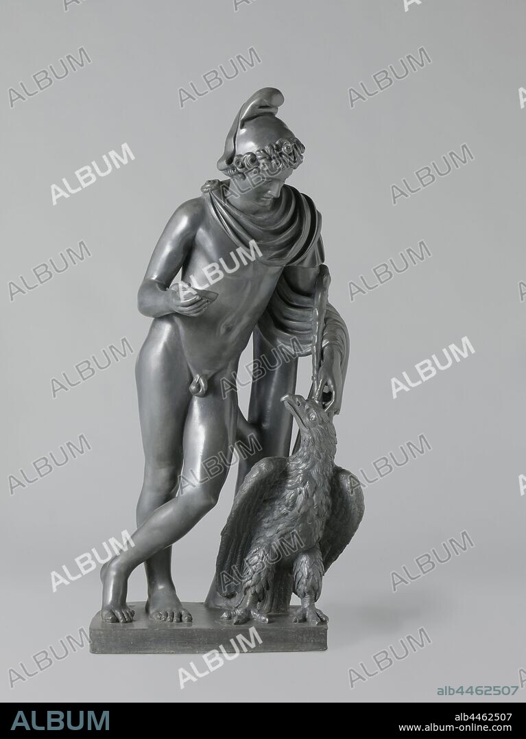 Ganymede and the Eagle Ganymedes with eagle, Ganymedes with eagle. crowned by a merman who blows a horn, The round teapot has a low, broad belly and a neck that rejuvenates itself. The cast S-shaped spout ends in a dragon head. The ear composed of C-volutes is adorned with an angel face on the top. The lid button has the shape of a merman who blows a horn. The body and neck of the teapot are decorated with broad ornamental friezes. They show fields that are bordered by bent S-shaped volutes, and are decorated with scales, raised shells and sunflowers., Francesco Righetti, Rome, 1782, founding, h 135 cm × w 66 cm × d 50 cm w 330 kg w 404 kg w 57 cm × d 35 cm.