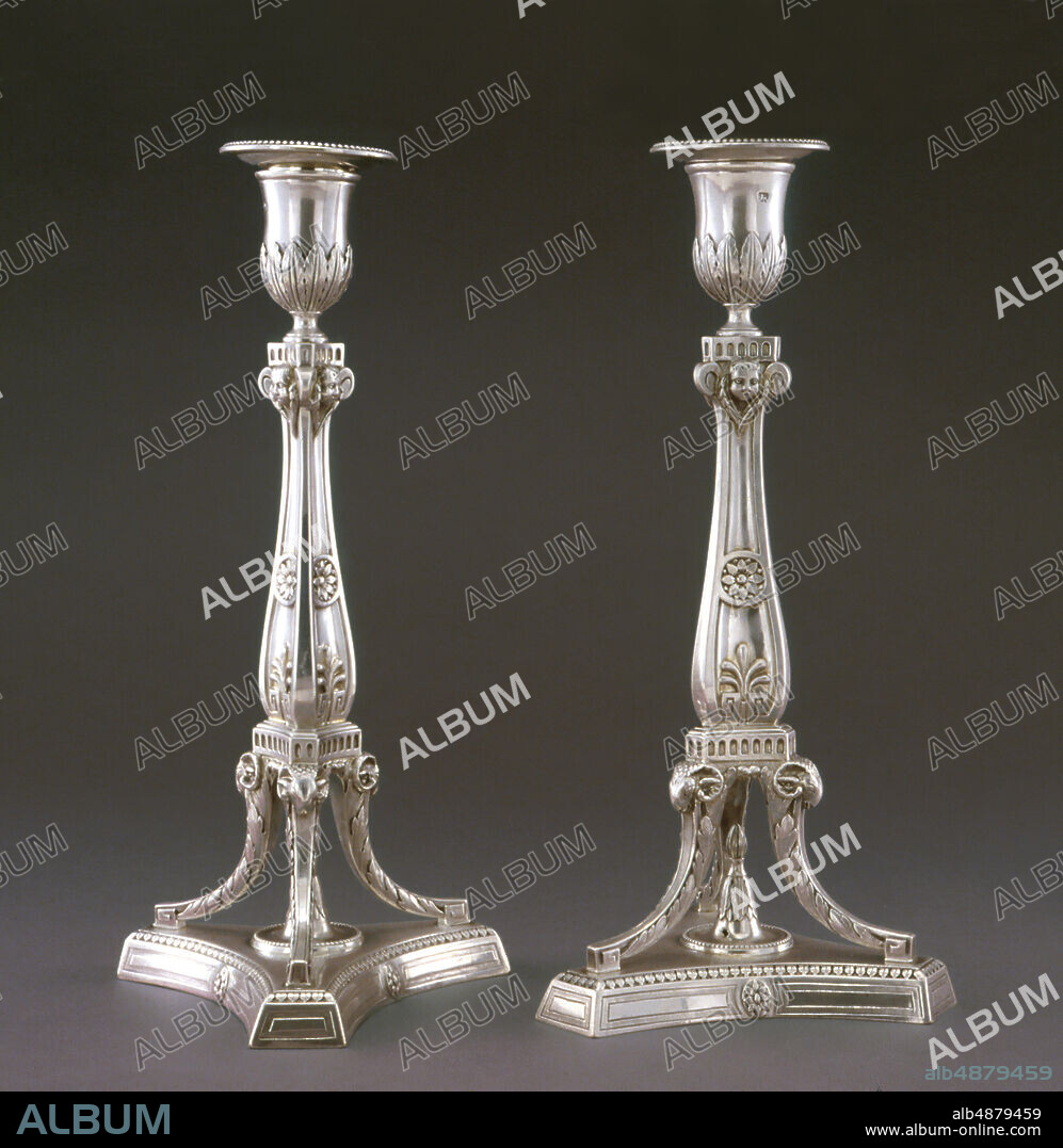 Robert Makepeace I and Richard Carter, English, working in partnership January 1777December 1778, Pair of Candlesticks, 1777/78, Silver, [1] 11 5/16 x 5 1/2 x 5 1/2 in. (28.8 x 14 x 14 cm); troy weight: 23.5 toz (730.9 g).