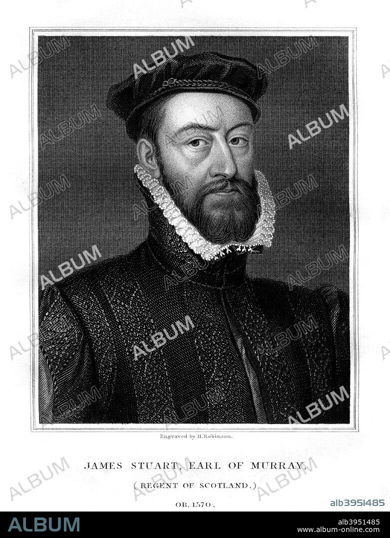 James Stewart, 1st Earl of Moray, Regent of Scotland, (1827). Stewart (c1531-1570), illegitimate son of James V of Scotland, was Regent from 1567 till his assassination in 1570.