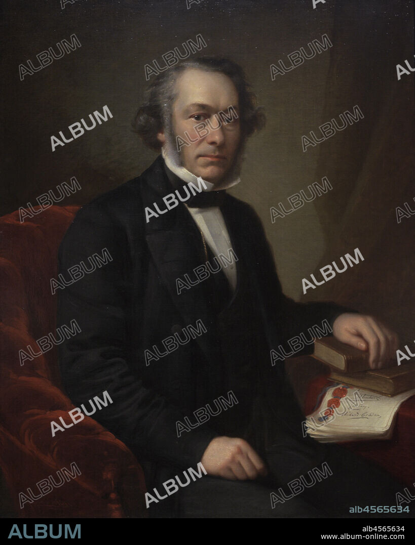 GIUSEPPE FAGNANI (1819-1873). ITALIAN PAINTER.. Richard Cobden (1804-1865). English businessman and radical politician. Portrait by Giuseppe Fagnani (1819-1873). Oil on canvas (102,2 x 80,6 cm), 1865, after a work of 1860-1861. National Portrait Gallery. London, England, United Kingdom.