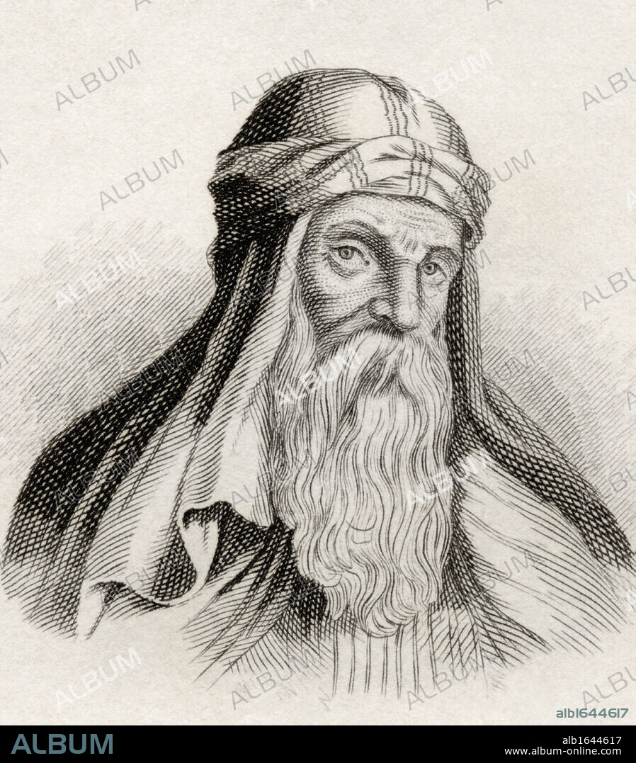 Basil of Caesarea aka Saint Basil the Great, born 330 died 379. Bishop of Caesarea Mazaca in Cappadocia, Turkey. Influential 4th century Christian theologian and monastic. From the book Crabbes Historical Dictionary published 1825.