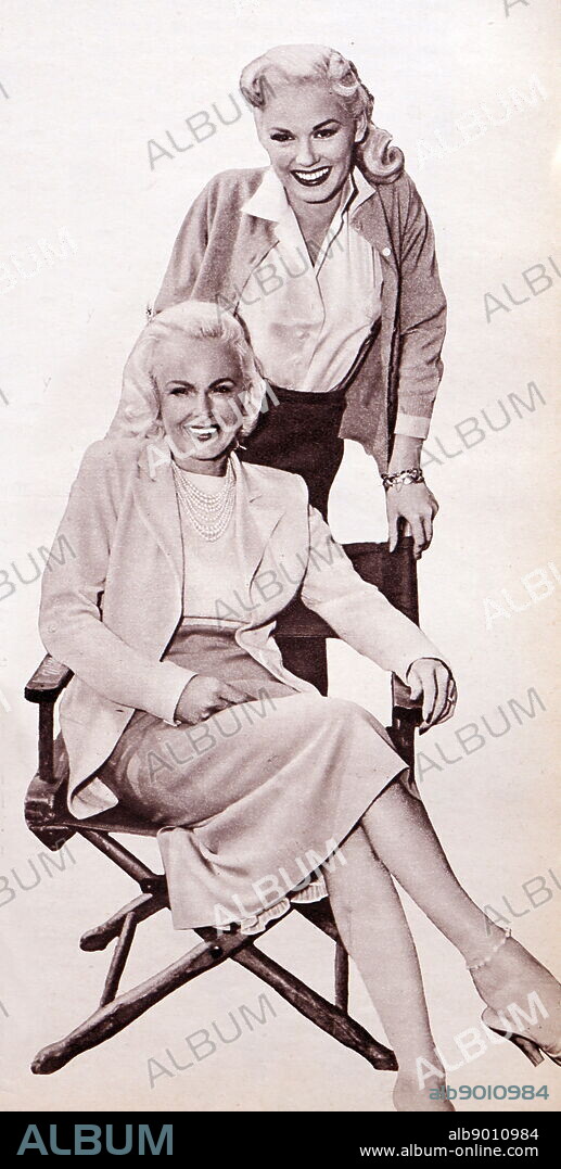 Photograph of Mamie Van Doren (1931-) with her mother Lucille Harriet Bennett (1912-1995).
