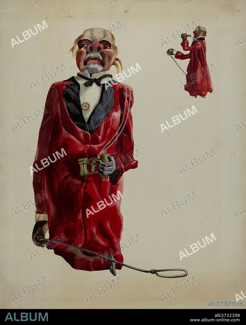 VERNA TALLMAN. Puppet with Opera Glass. Dated: c. 1937. Dimensions: overall: 34.8 x 28 cm (13 11/16 x 11 in.). Medium: watercolor, graphite, and gouache on paper.
