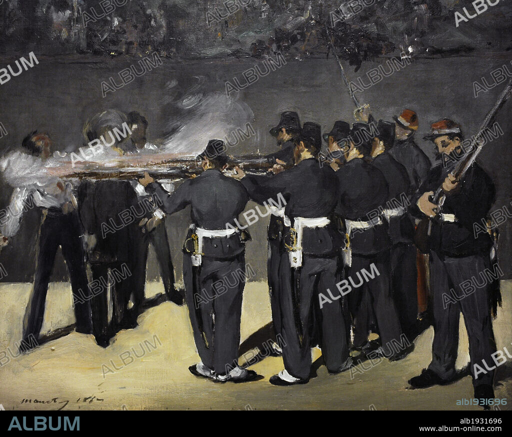 EDOUARD MANET (1832-1883). FRENCH PAINTER.. Edouard Manet (1832-1883). French Impressionist painter. The Execution of Emperor Maximilian, 1867. Oil on canvas (48 x 58 cm). Execution of Archduke Maximilian of Austria, promoted in 1864 to the throne of Mexico by Napoleon III, in Querétaro on June 19, 1867. Ny Carlsberg Glyptotek. Copenhagen, Denmark.