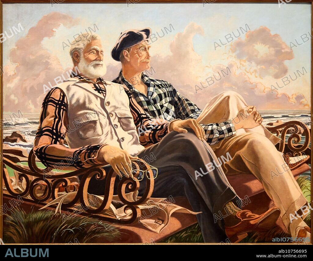 "Conversation Piece, Just Leisure or Hemingway and Duñabeitia", 1957, José María Ucelay (1903-1979), Museo de Bellas Artes, Bilbao, Bizkaia, Basque Country, Spain.