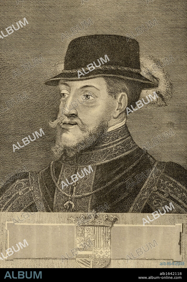 Philip II, 1527-1598. King of Spain.(1556-1598). Photo-etching from painting by Titian in 1549. From the book ' Lady Jackson's Works, VIII. The Last of the Valois II' Published London 1899.