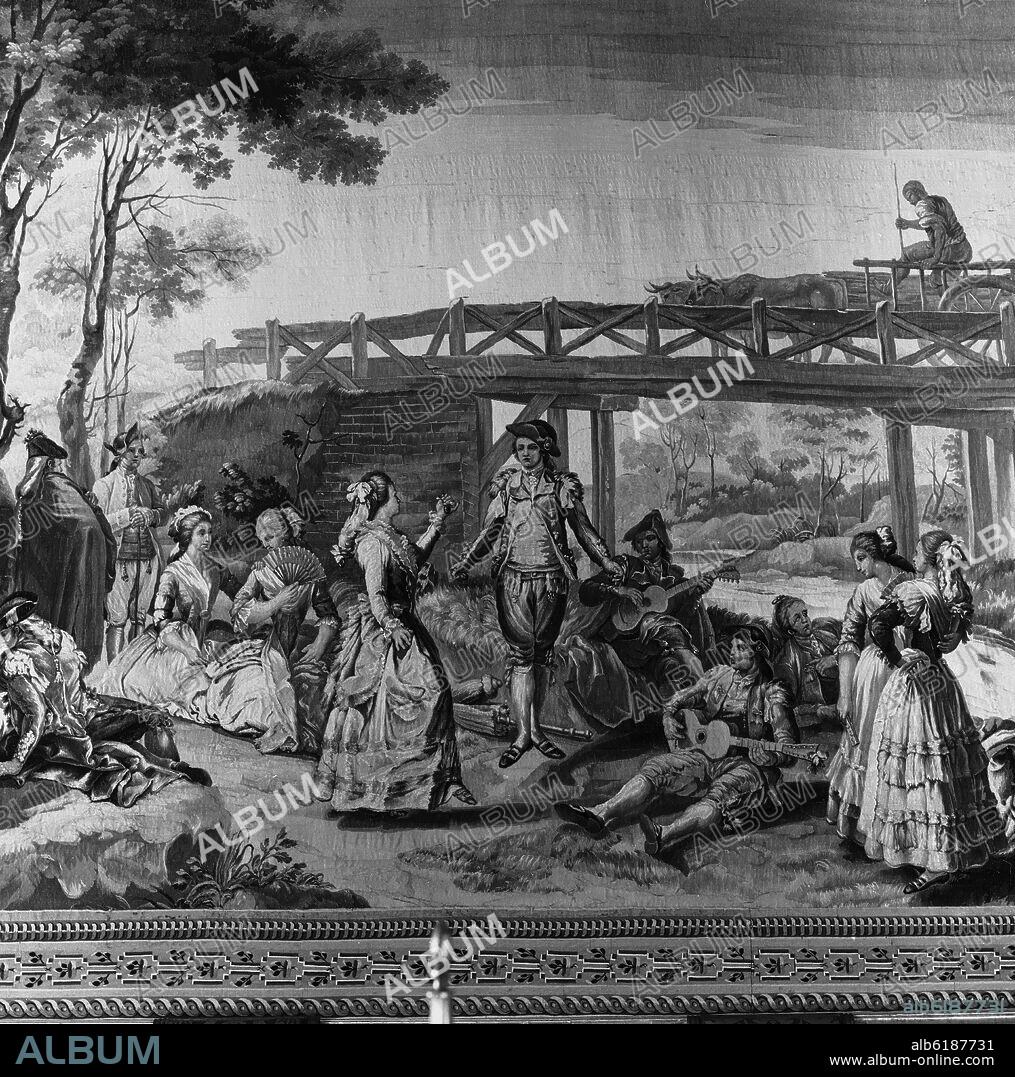 FRANCISCO BAYEU Y SUBIAS (1734-1795). EL PUENTE DEL CANAL DE MADRID - TAPIZ DEL SIGLO XVIII - FOTOGRAFIA EN BLANCO Y NEGRO - AÑOS 60.
