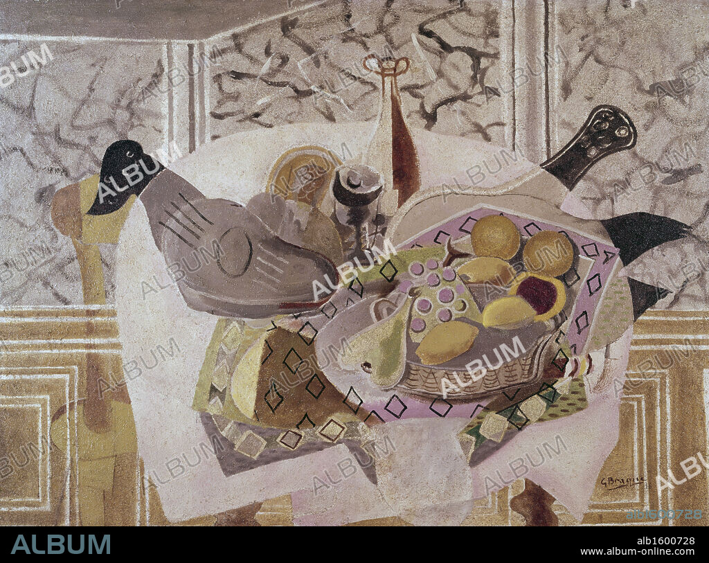 Mauve table cloth by Georges Braque, oil on canvas, 1882-1963.