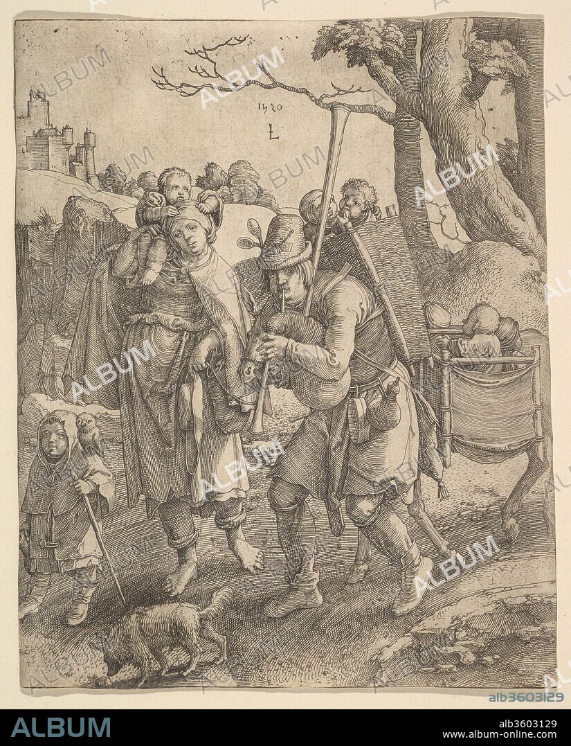 The Beggars (Eulenspiegel, owlglass). Artist: Lucas van Leyden (Netherlandish, Leiden ca. 1494-1533 Leiden). Dimensions: sheet: 6 7/8 x 5 9/16 in. (17.5 x 14.1 cm). Date: 1520.