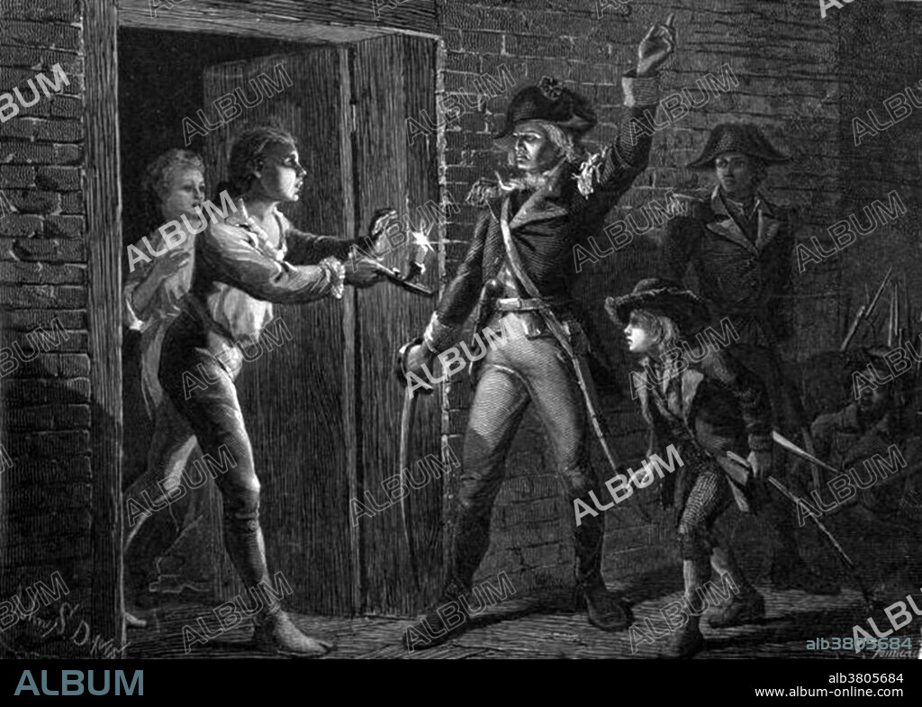1875 print by John Steeple Davis depicting Ethan Allen demanding the fort's surrender. The Capture of Fort Ticonderoga occurred during the American Revolutionary War on May 10, 1775, when a small force of Green Mountain Boys led by Ethan Allen and Colonel Benedict Arnold overcame a British garrison at the fort and looted the personal belongings of the garrison. Cannons and other armaments from the fort were transported to Boston and used to fortify Dorchester Heights and break the standoff at the Siege of Boston. After seizing Ticonderoga, a small detachment captured the nearby Fort Crown Point on May 11. Seven days later, Arnold and 50 men boldly raided Fort Saint-Jean on the Richelieu River in southern Quebec, seizing military supplies, cannons, and the largest military vessel on Lake Champlain. Although the scope of this military action was relatively minor, it had significant strategic importance. It impeded communication between northern and southern units of the British Army, and gave the nascent Continental Army a staging ground for the invasion of Quebec later in 1775.