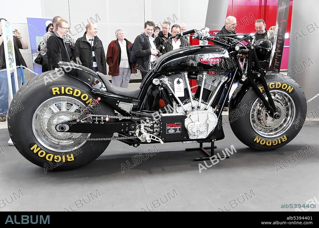 Gunbus 410, the world's largest motorbike produced in series, RETRO CLASSICS 2010, Messe Stuttgart, Stuttgart, Baden-Wuerttemberg, Germany, Europe.