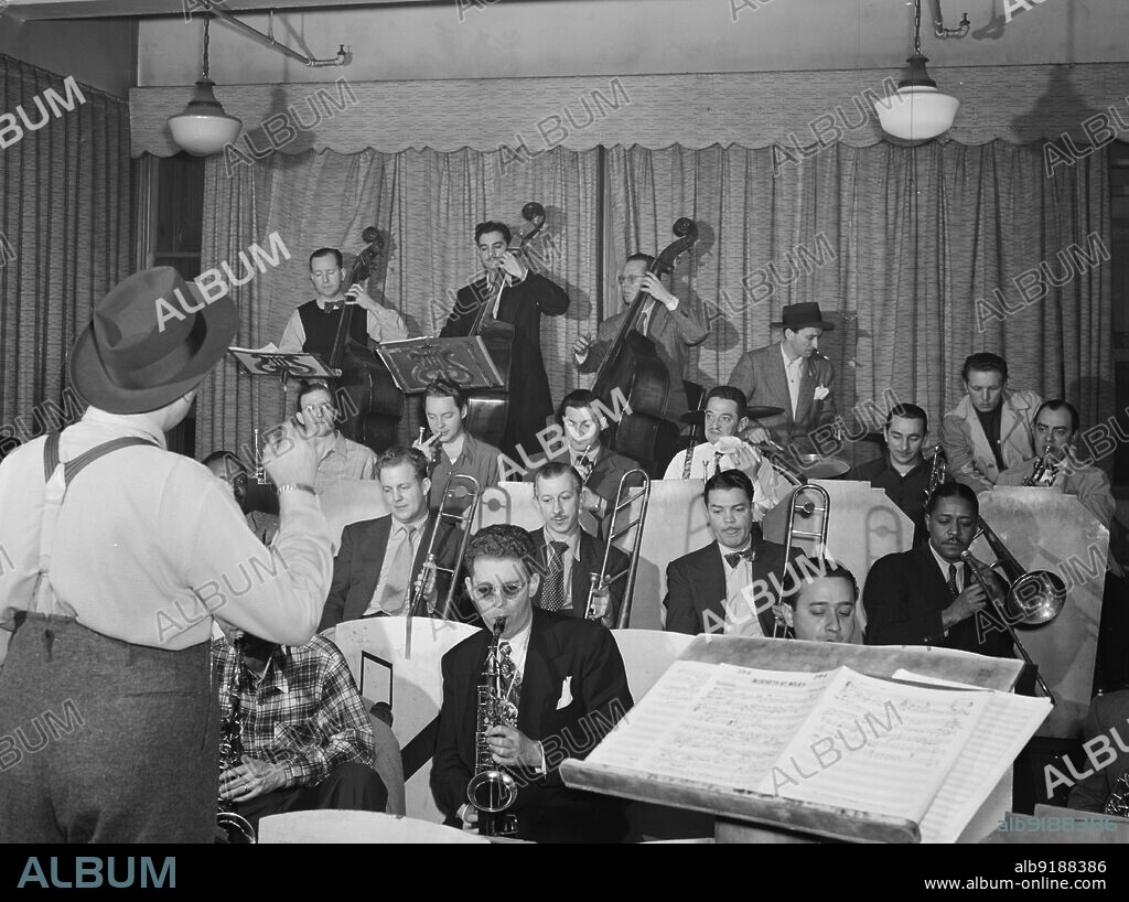 WILLIAM PAUL GOTTLIEB. Portrait of Brick Fleagle, Dick Newman, Dick Romoff, Ralph Tressel, Gordon Heidrick, Herbie Bass, Harry Shockey, Frank Perry, Frank DeMartini, Fred Lambert, Pee Wee Erwin, Rex William Stewart, Wimpy Schmidt, Norm Conley, Lyle Murphy, Sandy Williams, and M.
