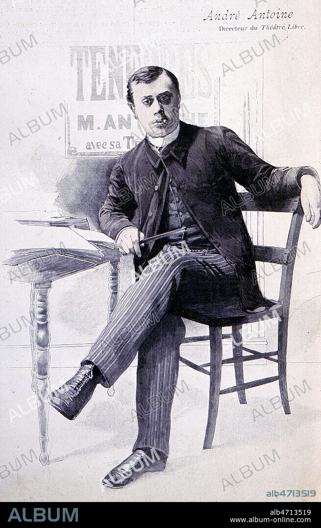 Andre ANTOINE directeur du Theatre Libre. Illustration anonyme pour La Revue illustree de 1889. Credit : Collection KHARBINE-TAPABOR.