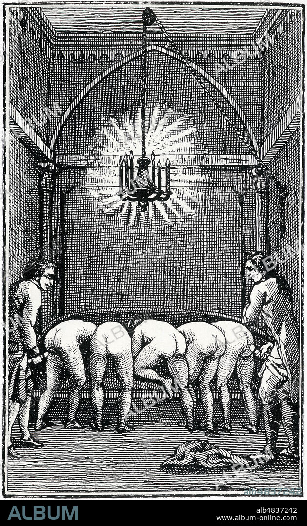 Gravure tiree d'un fac simile d'une edition hollandaise de 1789 de La nouvelle Justine ou les Malheurs de la Vertu par le marquis de SADE (1740-1814). Credit : Coll. Jonas/KHARBINE-TAPABOR.