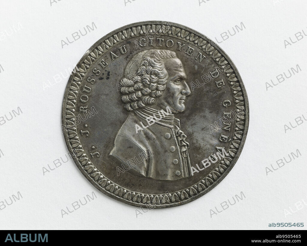 Jean-Jacques Rousseau (1712-1778), 1801, Liénard, P. G., Medal Engraver, Array, Numismatic, Medal, Copper, Silver = silver plating, Repoussé, Height: 4.3 cm, Weight (type dimension): 2.85 g.