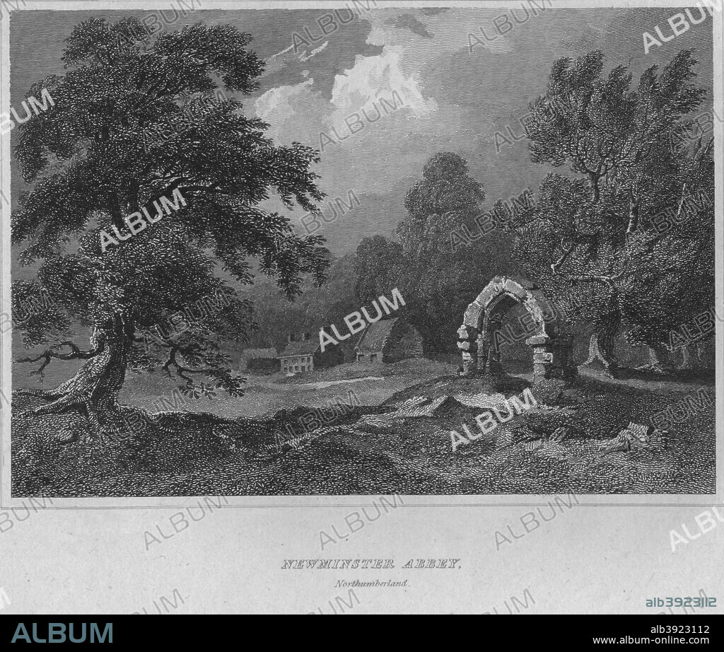 'Newminster Abbey, Northumberland', 1814. From The Border Antiquities of England and Scotland, Vol. II, by Walter Scott, Esq. [Longman & Co., London, 1814].