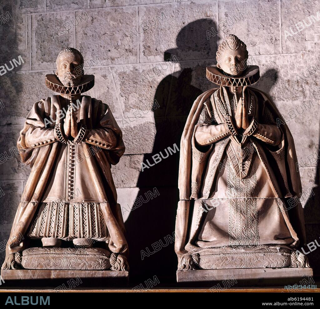 FRANCISCO DEL RINCON (1567-1608). ESCULTURAS FUNERARIAS DE LA FAMILIA VENERO Y LEYVA EN LA CAPILLA DE SAN JOSE DE LA CATEDRAL DE VALLADOLID - 1603 - ALABASTRO.
