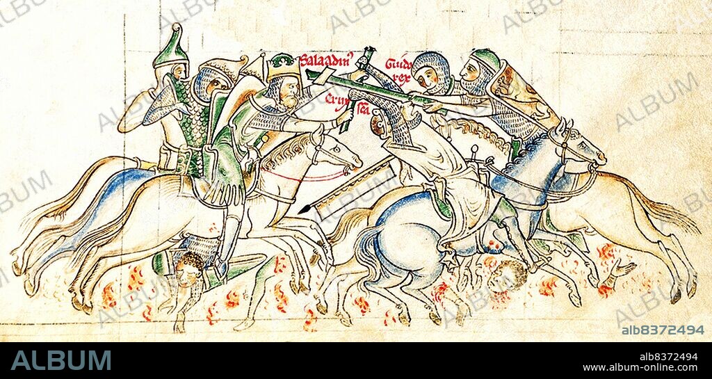 The Battle of Hattin took place on July 3 and 4, 1187, between the Crusader Kingdom of Jerusalem and the forces of the Kurdish Ayyubid sultan Salah ad-Din, known in the West as Saladin. It is also known as the Battle of the Horns of Hattin, from a nearby extinct volcano.<br/><br/>. The Muslim armies under Saladin captured or killed the vast majority of the Crusader forces, removing their capability to wage war. As a direct result of the battle, Islamic forces once again became the pre-eminent military power in the Holy Land, re-conquering Jerusalem and several other Crusader-held cities. These Christian defeats prompted the Third Crusade, which began two years after the Battle of Hattin.