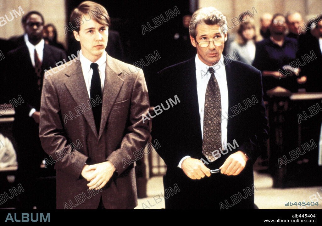 EDWARD NORTON y RICHARD GERE en LAS DOS CARAS DE LA VERDAD, 1996 (PRIMAL FEAR), dirigida por GREGORY HOBLIT. Copyright PARAMOUNT PICTURES.