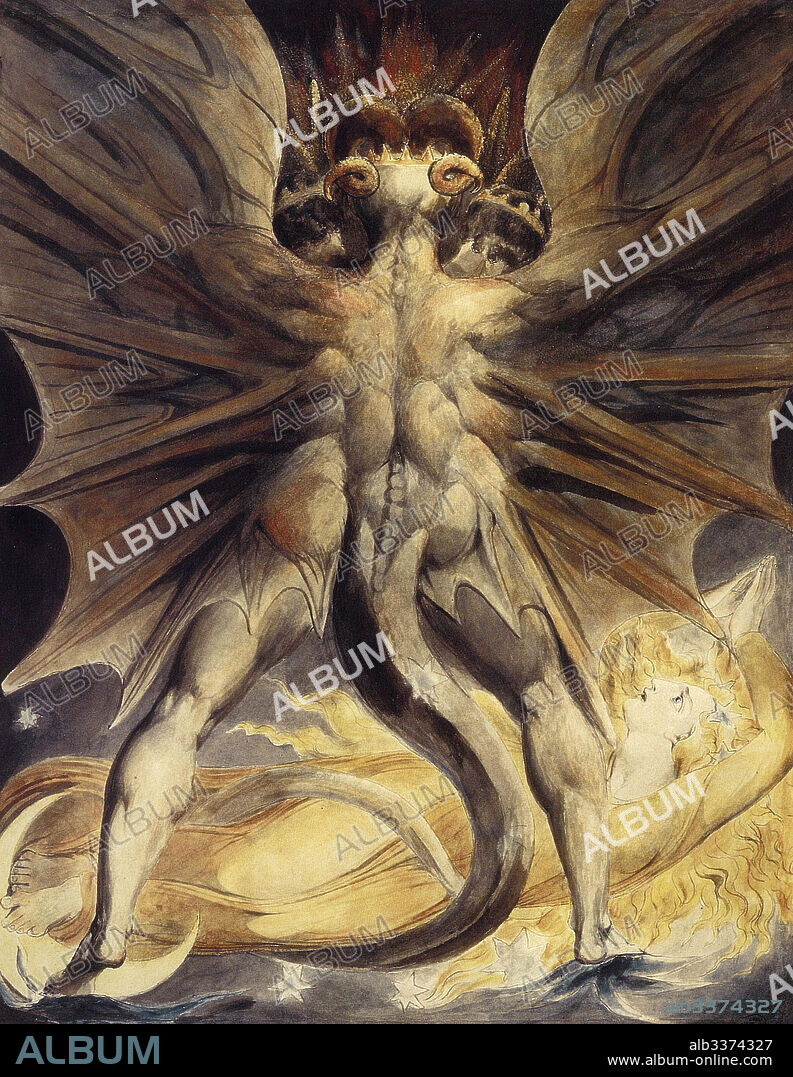 WILLIAM BLAKE. The Red Dragon and the Woman Clothed in Sun.