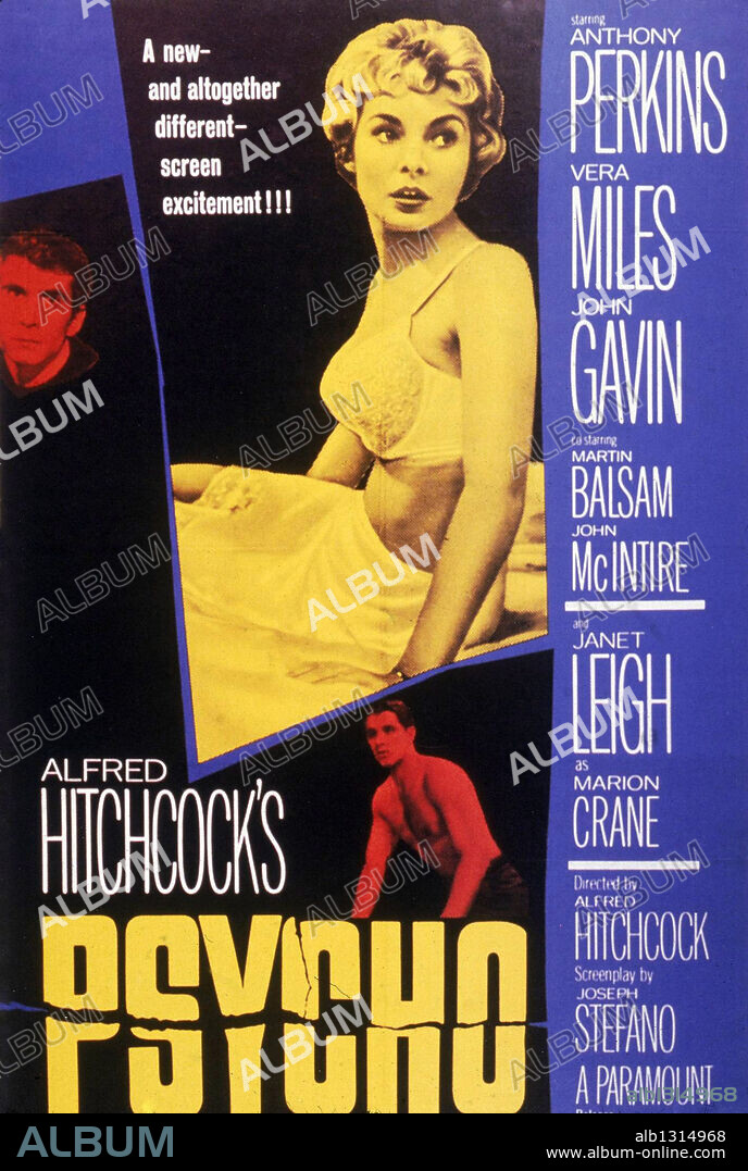 Poster de PSICOSIS, 1960 (PSYCHO), dirigida por ALFRED HITCHCOCK. Copyright SHAMLEY PRODUCTIONS.
