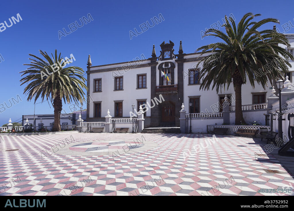 Townhall at Plazza Virrey de Manila Square, Valverde, UNESCO biosphere reserve, El Hierro, Canary Islands, Spain, Europe.