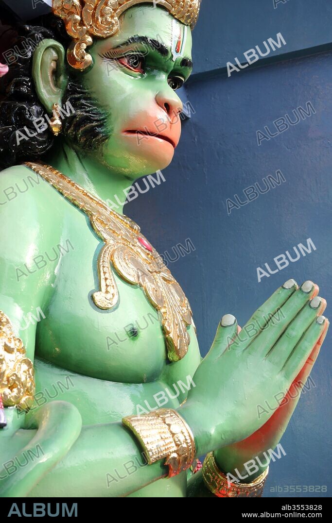 Sri Vadapathira Kaliamman hindu temple. The Hindu God Hanuman - Monkey God and Hero of the Ramayana. Singapore.
