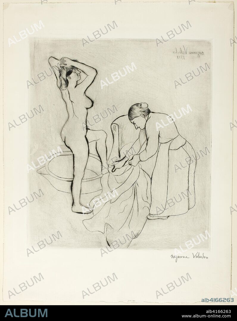 Woman with Large Breasts and Old Woman. Suzanne Valadon; French, 1865-1938. Date: 1908. Dimensions: 332 × 285 mm (image); 336 × 293 mm (plate); 471 × 362 mm (sheet). Drypoint and etching in black on ivory wove paper. Origin: France.