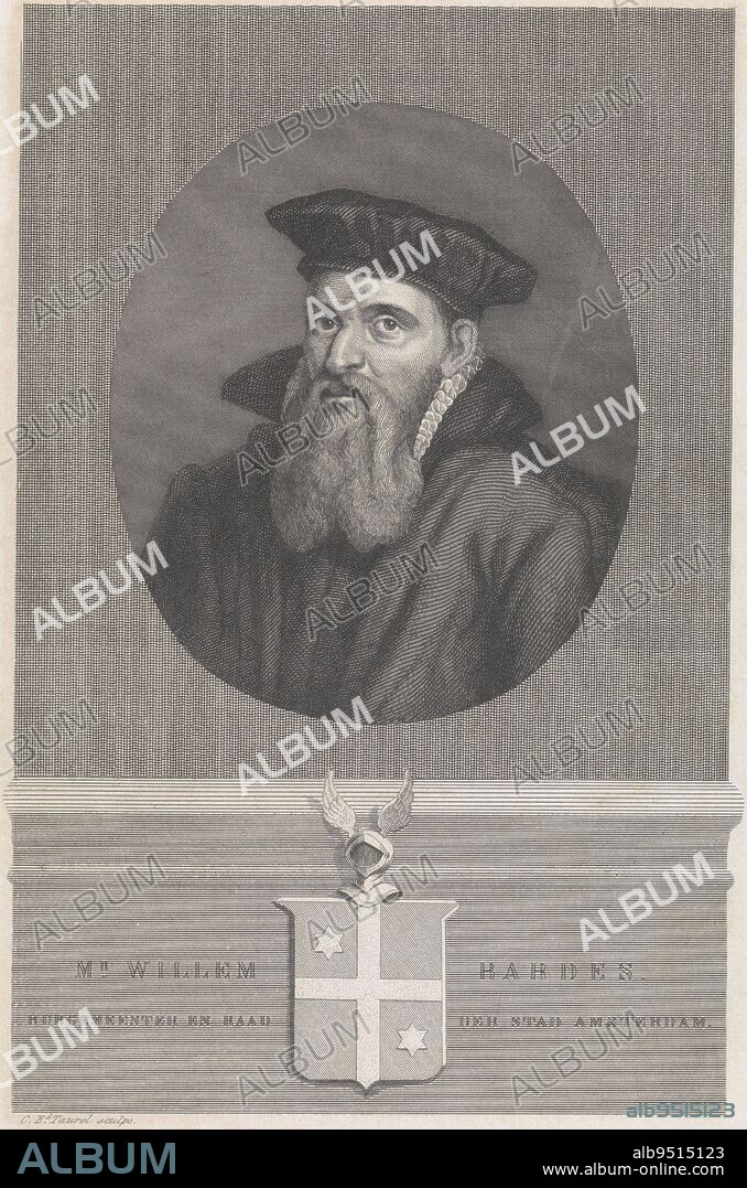 Portrait of the Amsterdam Mayor Willem Bardes, print maker: Edouard Taurel, (mentioned on object), Amsterdam, 1841 - 1879, paper, steel engraving, h 225 mm × w 151 mm.