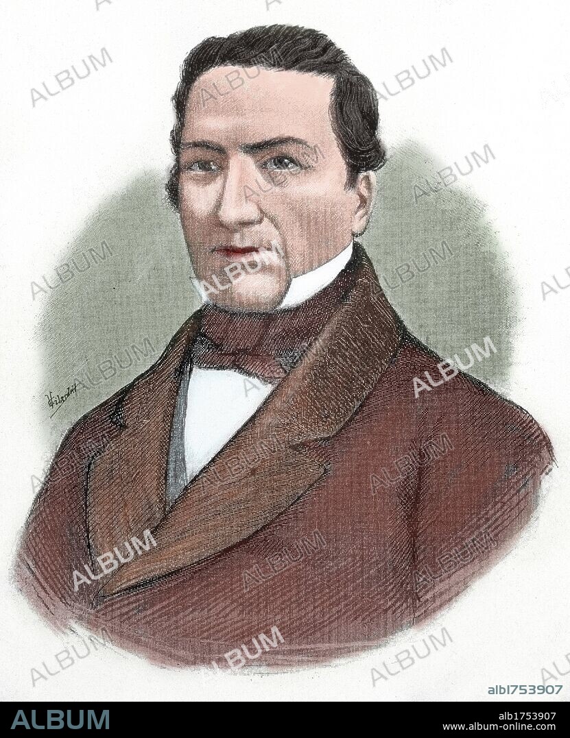 Andres de Santa Cruz (1792-1865). Marshal and Bolivian political. President of Peru (1827) and Bolivia (1829-1839) Portrait. Colored engraving of "Famous Americans" , (1888).
