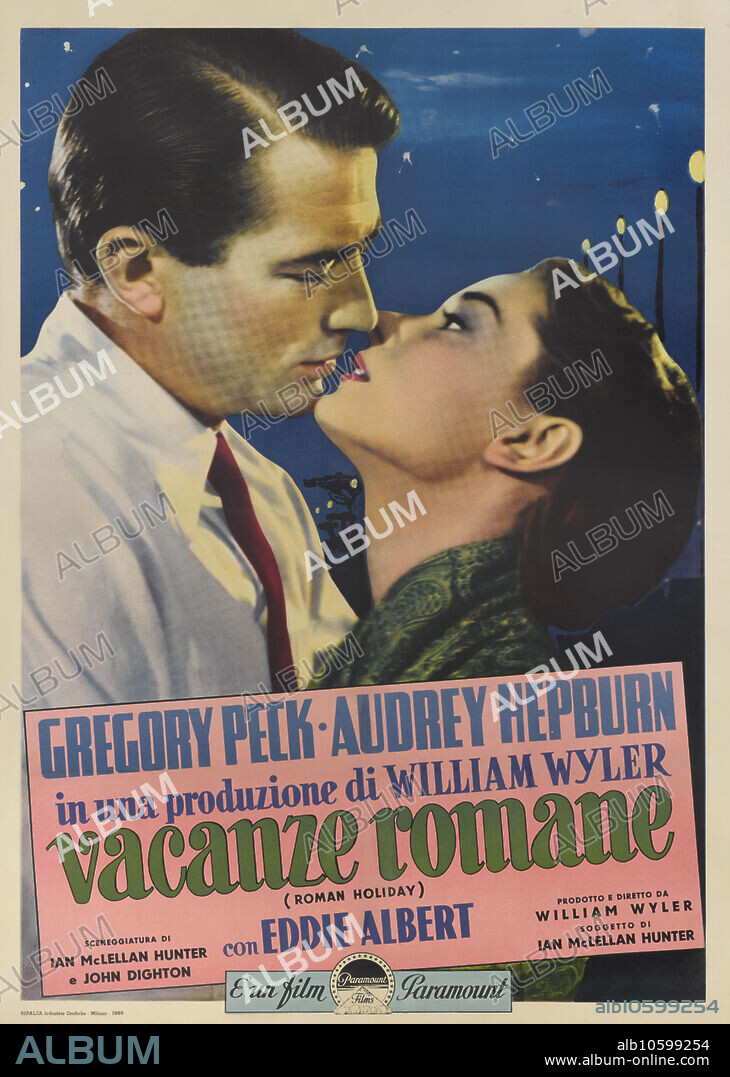 ERCOLE BRINI. Movie poster "Vacanze Romane" (Roman Holiday) by William Wyler.