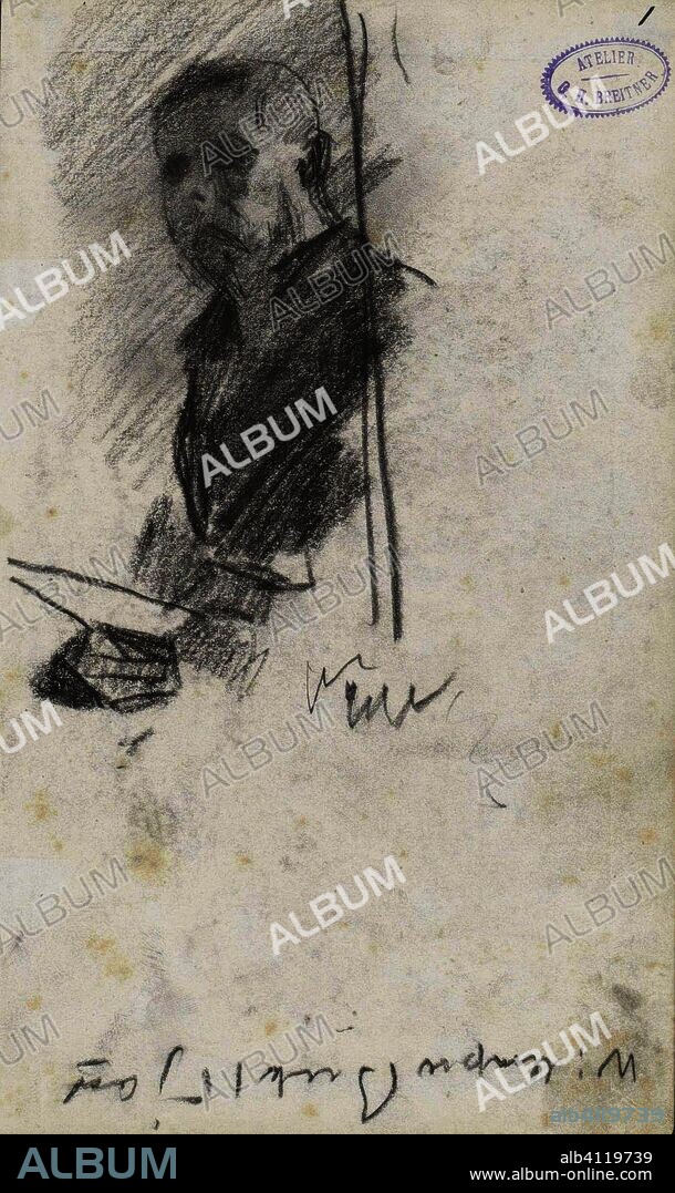 Self-portrait of George Hendrik Breitner. Draughtsman: George Hendrik Breitner. Dating: c. 1886 - c. 1903. Place: Amsterdam. Measurements: h 201 mm × w 122 mm.